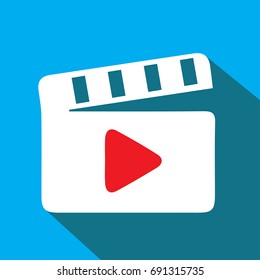 Clapper board. Sound and music icon. Flat design. Vector illustration.