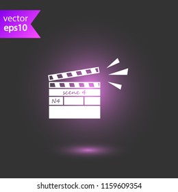 Clapper board vector icon. Cinema movie film clapper vector icon sign. EPS 10 flat symbol