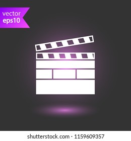 Clapper board vector icon. Cinema movie film clapper vector icon sign. EPS 10 flat symbol