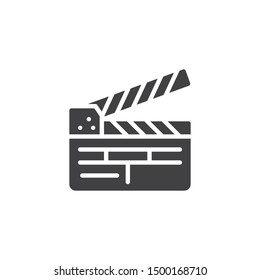 Clapper board vector icon. clapboard filled flat sign for mobile concept and web design. Movie clapper glyph icon. Symbol, logo illustration. Vector graphics