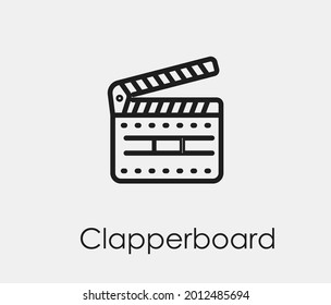 Clapper board vector icon. Editable stroke. Symbol in Line Art Style for Design, Presentation, Website or Apps Elements, Logo. Pixel vector graphics - Vector