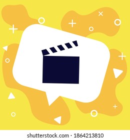 Clapper board vector icon for film or cinema, shoot the action isolated symbol for acting the scene on speech bubble. Simple flat movie vector sign
