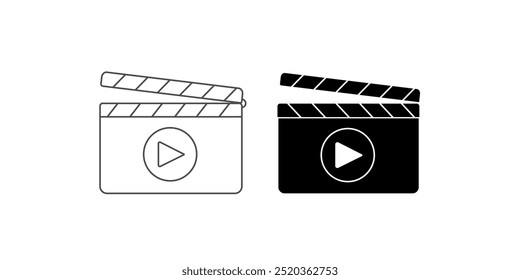 Clapper board vector icon set . Opened and closed movie clapper film clap board. Vector illustration