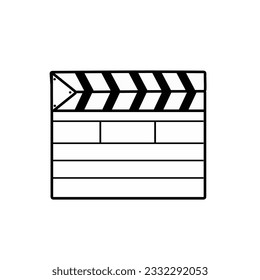 Clapper board vector line icon isolated on white background.