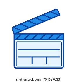 Clapper board vector line icon isolated on white background. Clapper board line icon for infographic, website or app. Blue icon designed on a grid system.