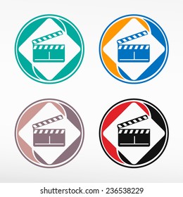 Clapper boards color set. Web icon element.