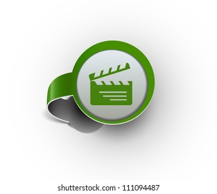 clapper boards hanging sticker icon, vector