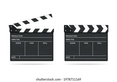 To clapper boards on white background, vector eps10 illustration