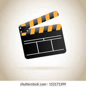 clapper design over beige background vector illustration