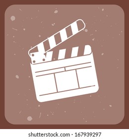 clapper design over rustic background vector illustration