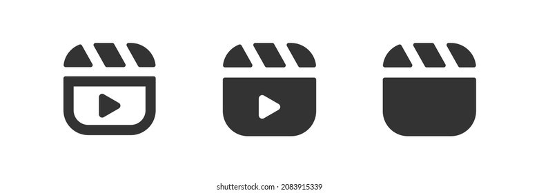 Clapper icon. Movie clap symbol. Cinema logo. Video clip sign in vector flat style.