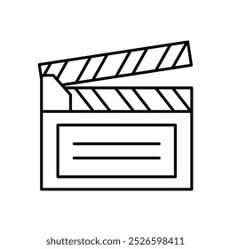 Icono de claqueta. Diseño de estilo de contorno aislado sobre fondo blanco