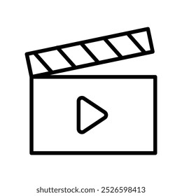 clapper icon. Outline style design isolated on white background