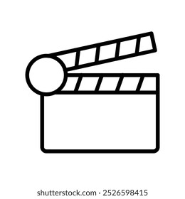 clapper icon. Outline style design isolated on white background