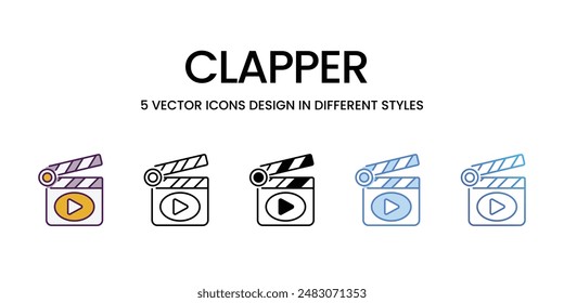 Clapper Icons different style vector stock illustration