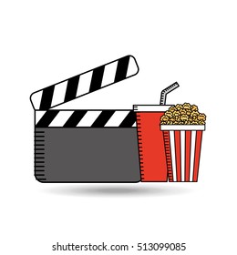 clapper movie pop corn design vector illustration eps 10