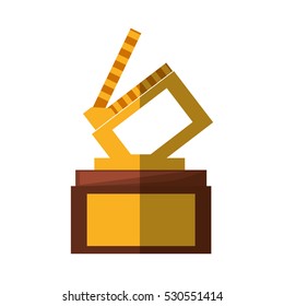 clapper movie trophy awards shadow vector illustration eps 10