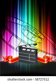 Clapper on Abstract Spectrum Background Original Illustration