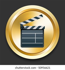 Clapper on Golden Internet Button Original Illustration
