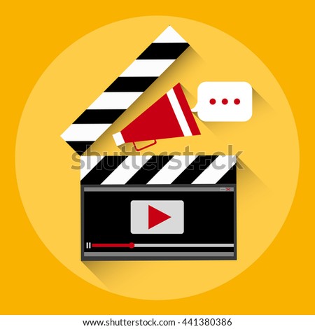 Clapper Video Player Online Streaming Concept Flat Vector Illustration