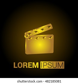 Clapperboard 3D Golden Metallic Premium Royal Corporate Logo / Icon