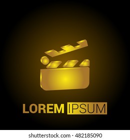 Clapperboard 3D Golden Metallic Premium Royal Corporate Logo / Icon