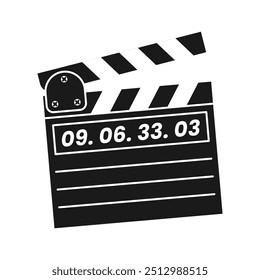 Ilustração do vetor de preenchimento preto Clapperboard no estilo de design moderno. Recursos gráficos editáveis para várias finalidades.