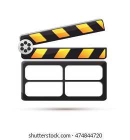Clapperboard. Black. Stop frame. Vector illustration