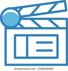 Clapperboard Blue Icon - Single Icon, Vector