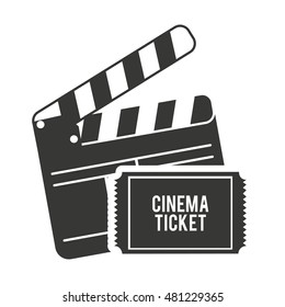 clapperboard with cinema icon vector illustration design