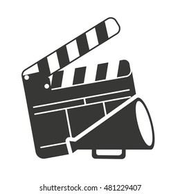 clapperboard with cinema icon vector illustration design