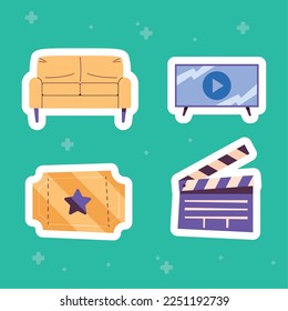 iconos del juego de clapperboard y del cine