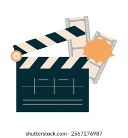 Clapperboard Cinematography and Film Shooting Object Vector Illustration