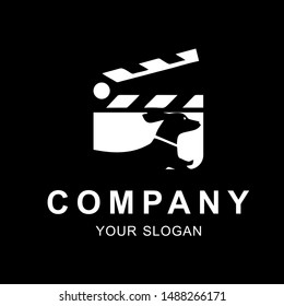 Clapperboard / clapper board and a Dog Logo design Template