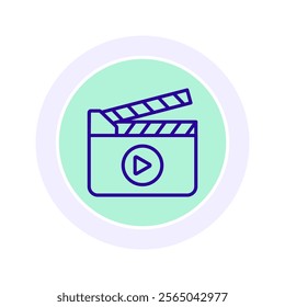 Clapperboard color circle icon , vector, pixel perfect, illustrator file