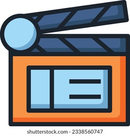 Clapperboard Color Line Icon - Single Icon, Vector
