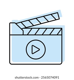 Clapperboard color shadow thinline icon , vector, pixel perfect, illustrator file