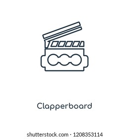 Clapperboard concept line icon. Linear Clapperboard concept outline symbol design. This simple element illustration can be used for web and mobile UI/UX.