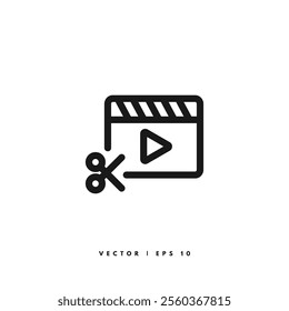 Clapperboard Cut Icon. Editable Stroke