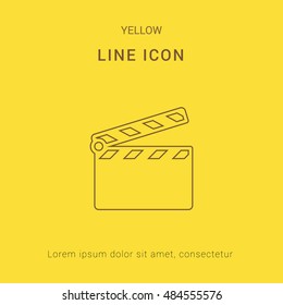 Clapperboard Cute yellow thin line icon / logo Design