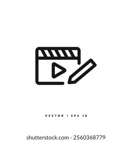 Clapperboard Edit Icon. Editable Stroke