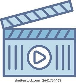 Clapperboard Filled Blue Tone Icon
