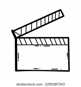 Cartel. Filmando. Ilustración del doodle vectorial. Dibujo de contorno.