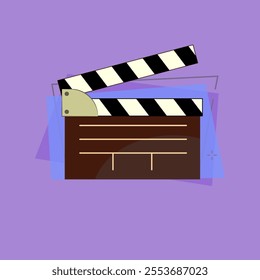 Clapperboard for filmmaking production. Device with chalkboard. Cinema concept. Can be used for topics like action, filmmaking, cinematography