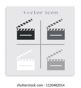 Clapperboard flat black and white vector icon.