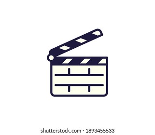 Clapperboard flat icon. Thin line signs for design logo, visit card, etc. Single high-quality outline symbol for web design or mobile app. Siign outline pictogram.