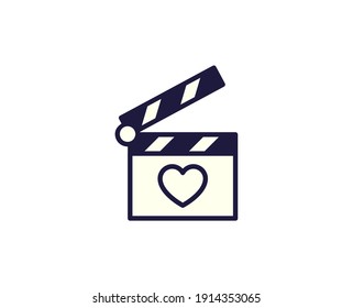 Clapperboard flat icon. Thin line signs for design logo, visit card, etc. Single high-quality outline symbol for web design or mobile app. Sign outline pictogram.