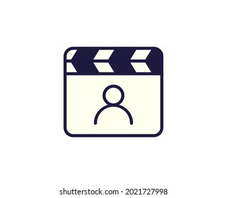 Clapperboard flat icon. Thin line signs for design logo, visit card, etc. Single high-quality outline symbol for web design or mobile app. Siign outline pictogram.
