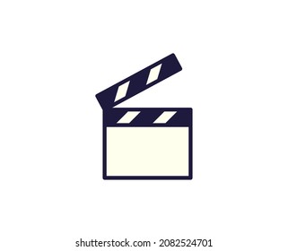 Clapperboard flat icon. Thin line signs for design logo, visit card, etc. Single high-quality outline symbol for web design or mobile app. Siign outline pictogram.