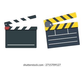 Clapperboard. Flat vector clipart, illustration with isolated background.